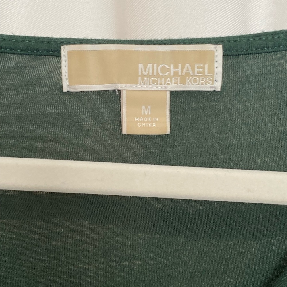 Michael Kors cowl neck top - gold accents- super soft- hunter green - Picture 5 of 6